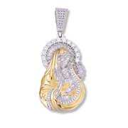 Moissanite Virgin Mary Pendant in 925 Sterling Silver