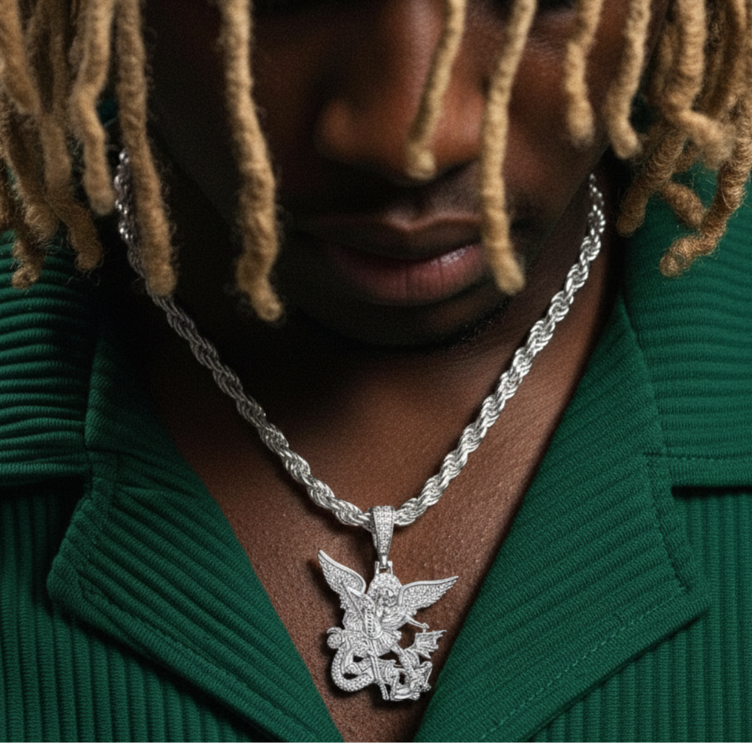 Moissanite Saint Michael Pendant – 925 Silver The Archangel Jewelry