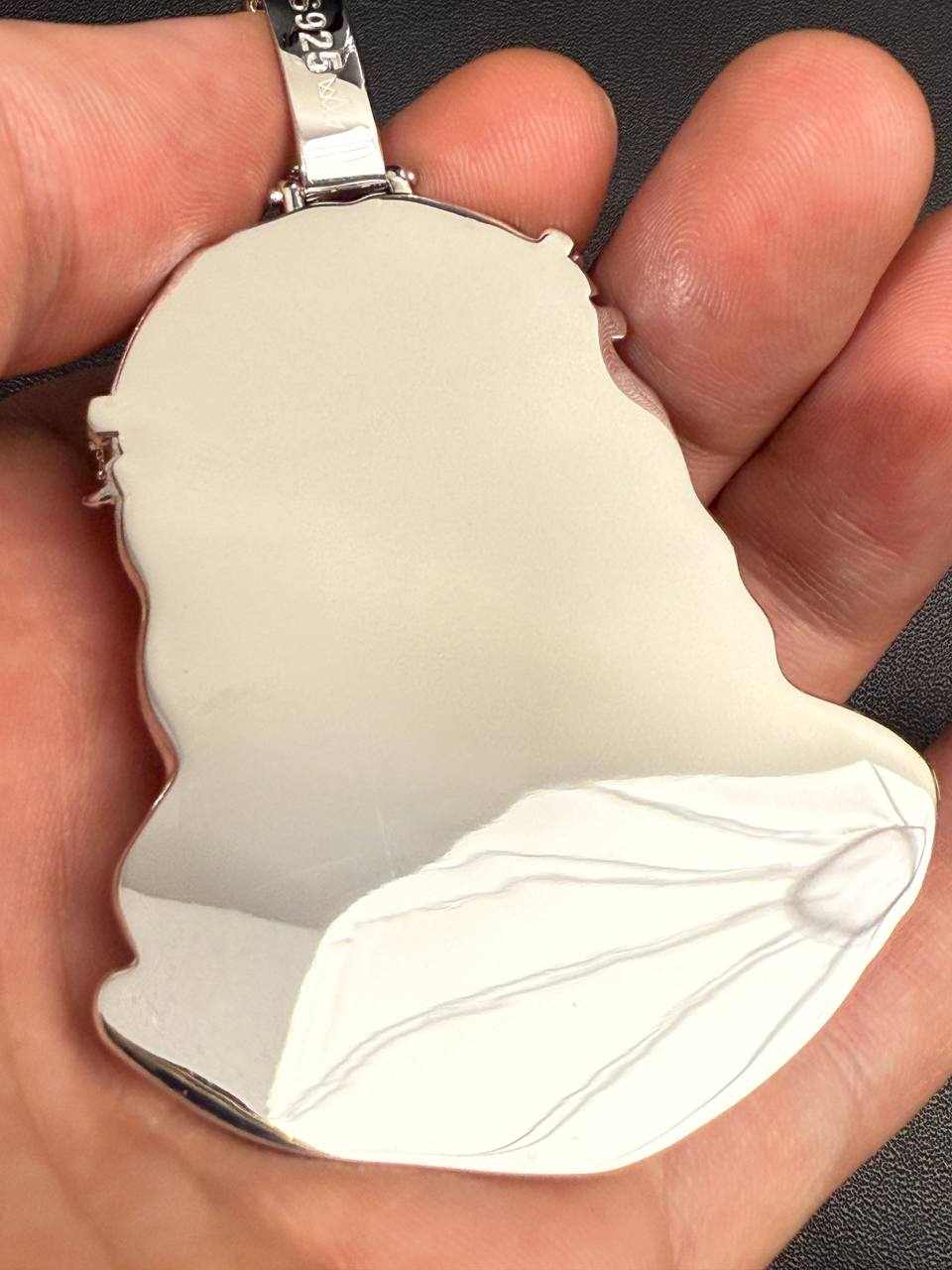 Moissanite Jesus Head Piece Pendant - Solid 925 Sterling Silver