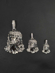 Moissanite Jesus Head Piece Pendant - Solid 925 Sterling Silver