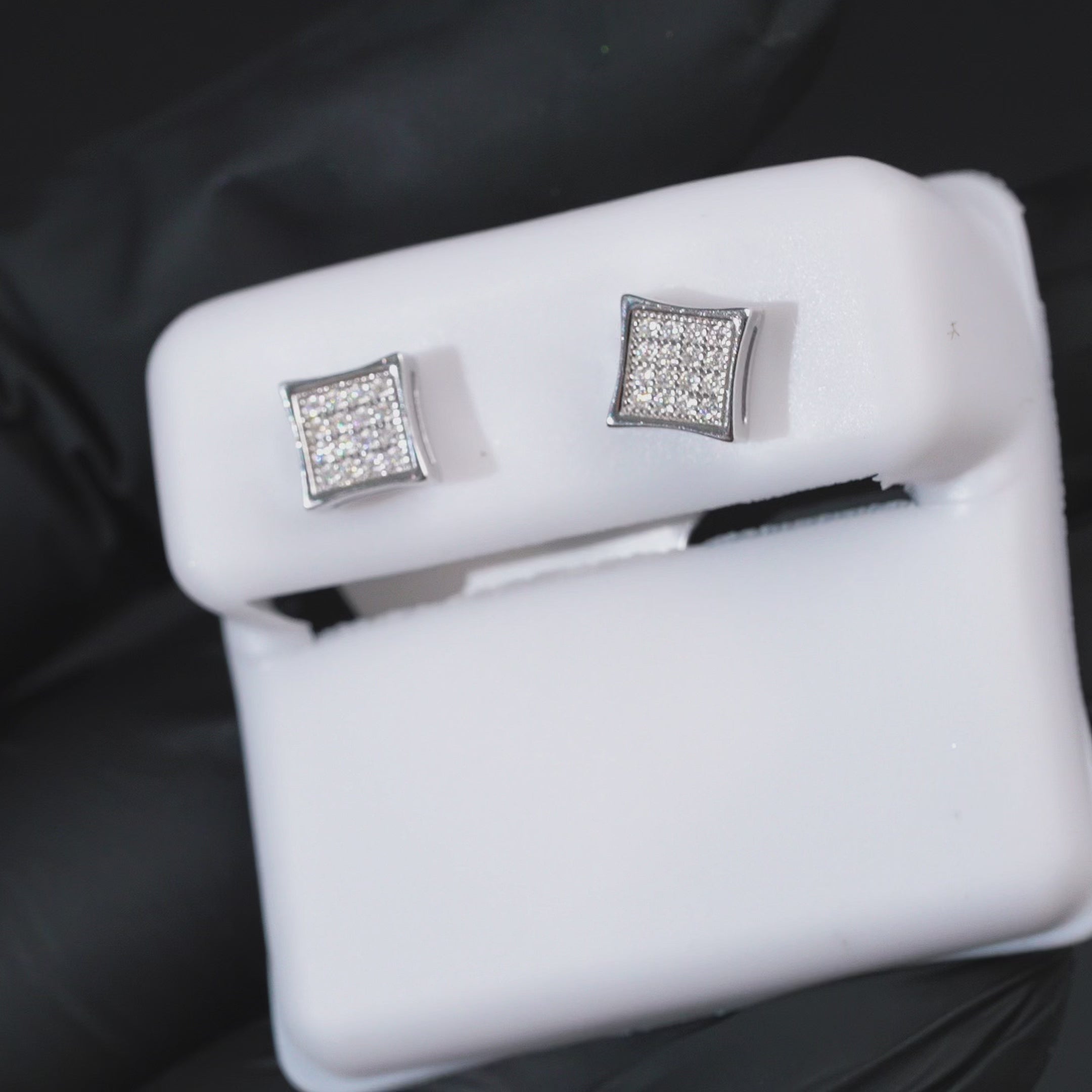 Load video: Moissanite Square Kite Stud Earrings 925 Sterling Silver Screw Back