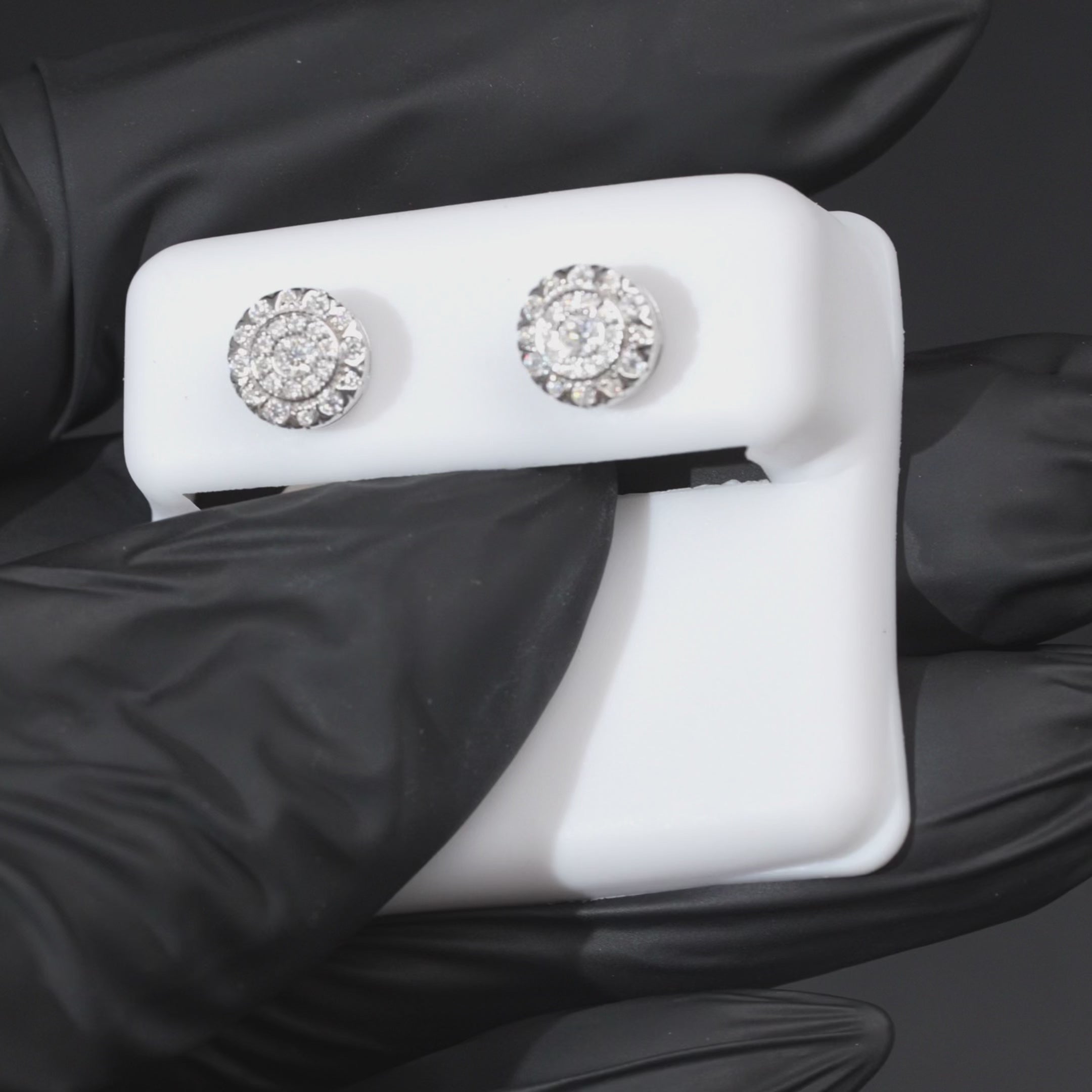 Load video: Moissanite Round Stud Earrings 925 Sterling Silver Screw Back