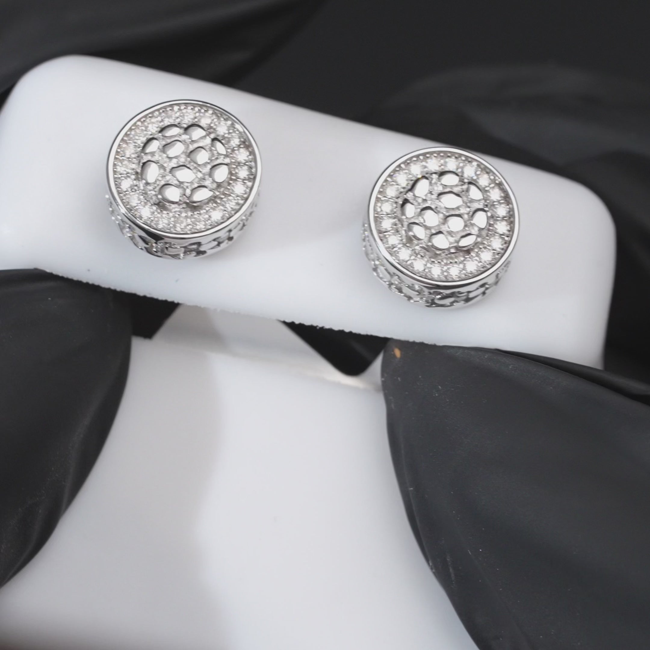 Load video: Moissanite Round Nugget Stud Earrings 925 Sterling Silver Screw Back