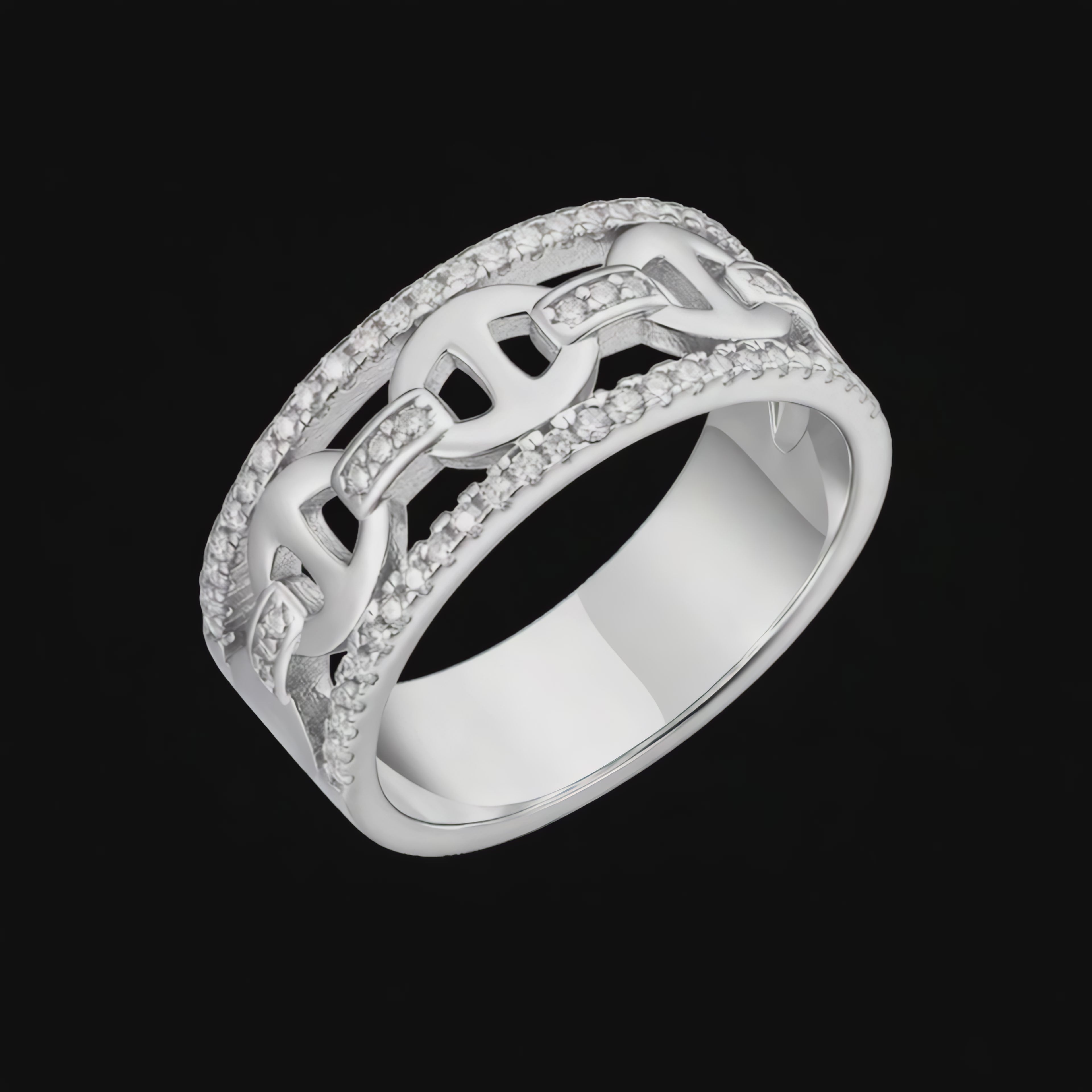 Load video: Moissanite Mariner Link Band in 925 Sterling Silver
