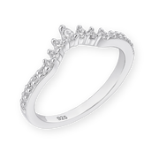 Curved Tear Drop 925 Sterling Silver Moissanite Stacking Women Wedding Band