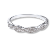 925 sterling silver moissanite twist stackable women's band ring with round cut stones