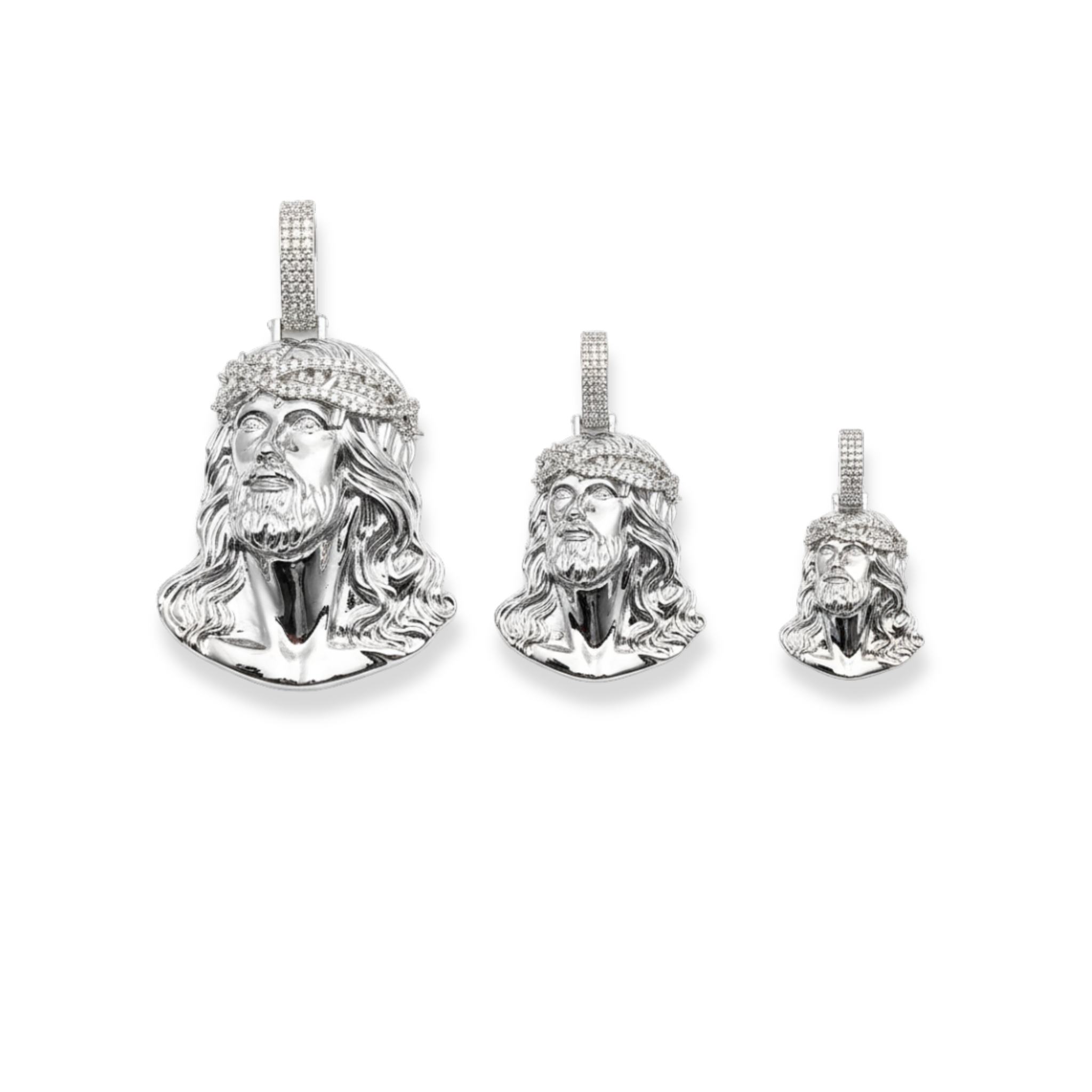 Moissanite Jesus Piece Pendant | Solid 925 Sterling Silver Glossy Finish