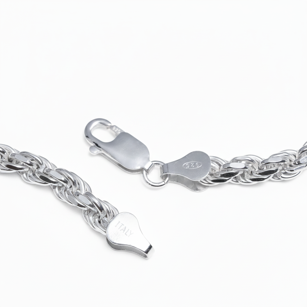 5MM Rope Chain Solid 925 Sterling Silver