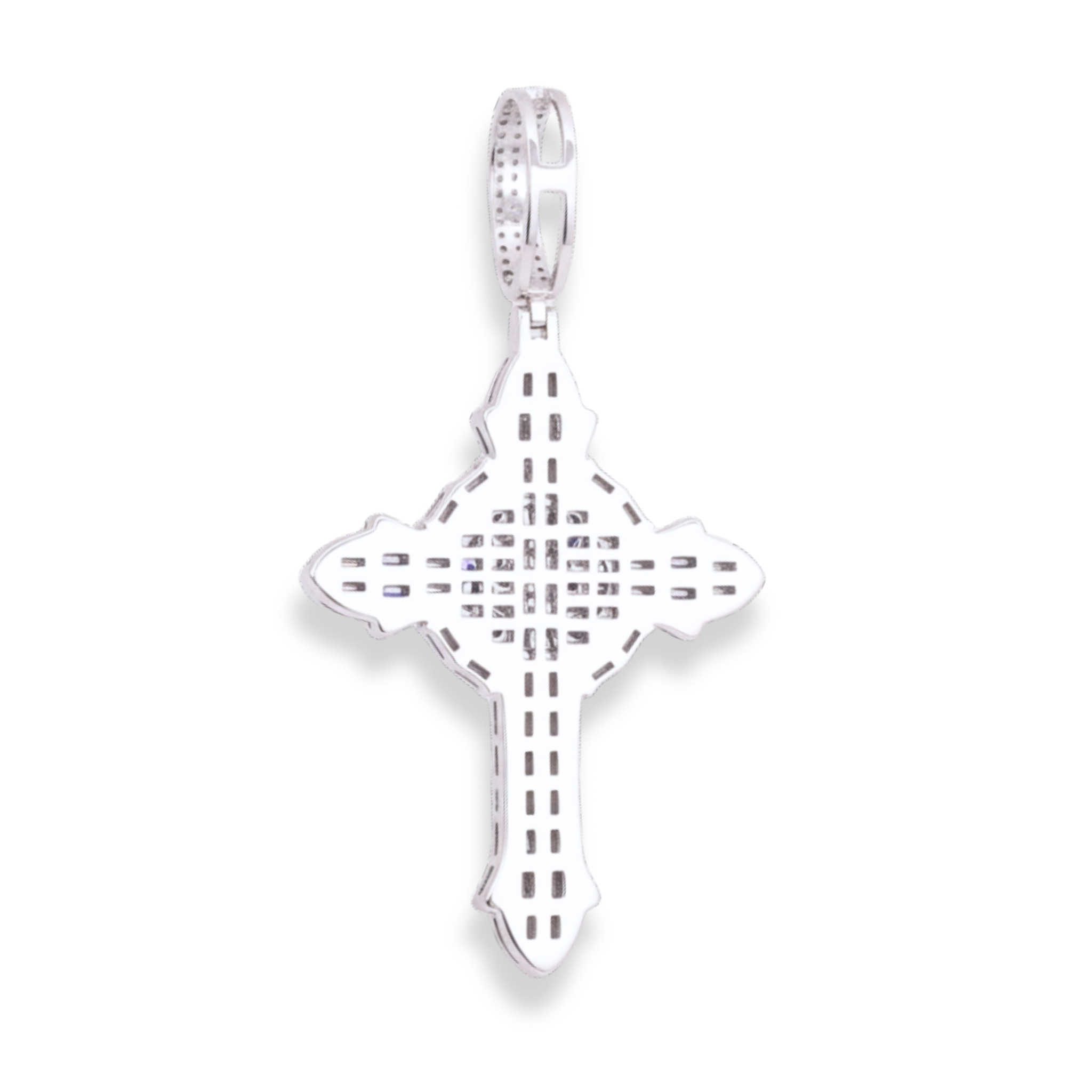Moissanite Bagutte Cross Pendant in 925 Sterling Silver