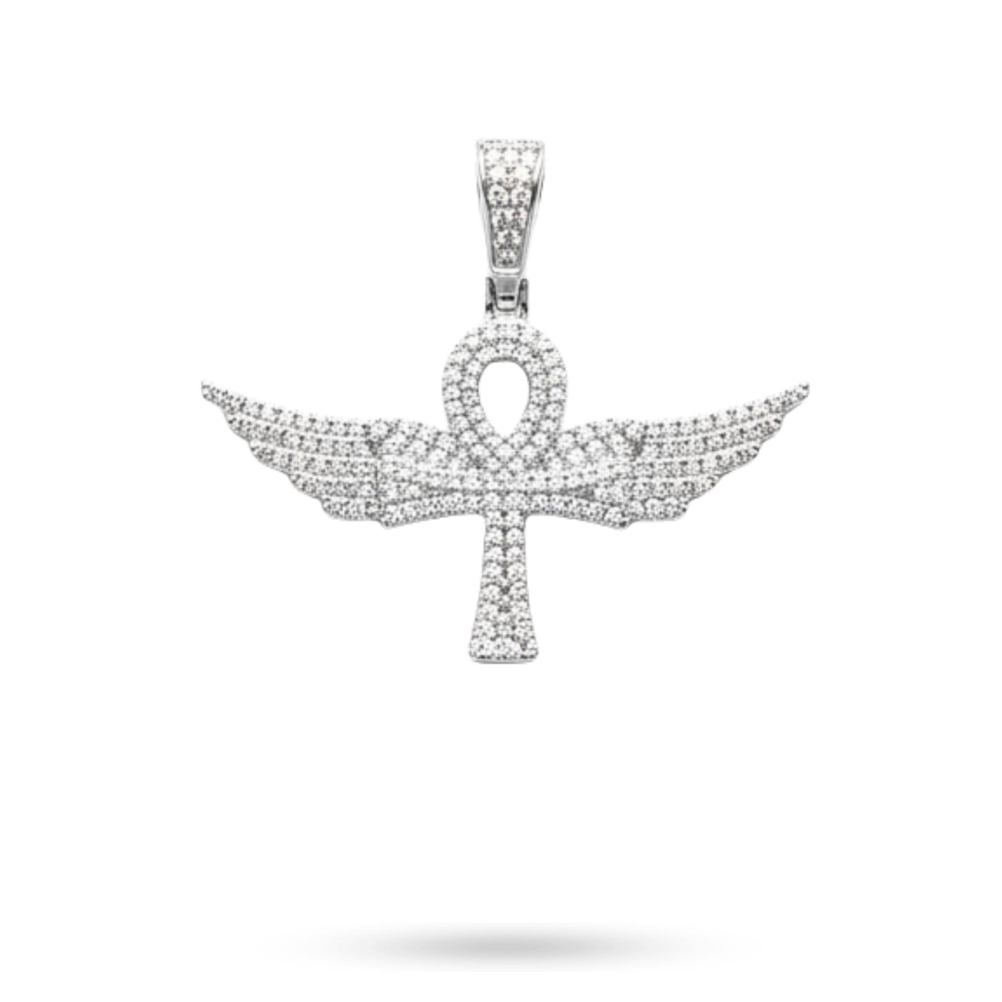 Angel Wings Ankh Cross Moissanite 925 Sterling Silver Pendant