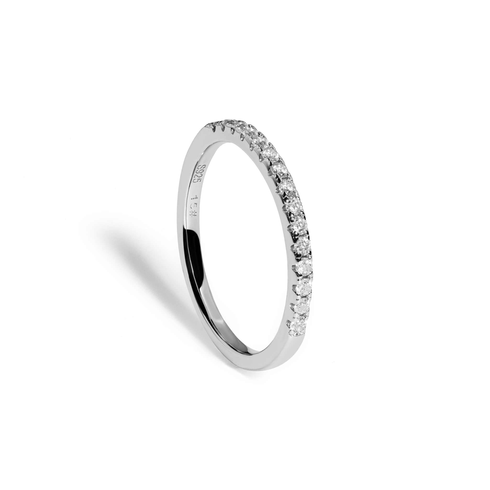 Aurora Half Eternity Ring in 925 Sterling Silver with Moissanite Stones