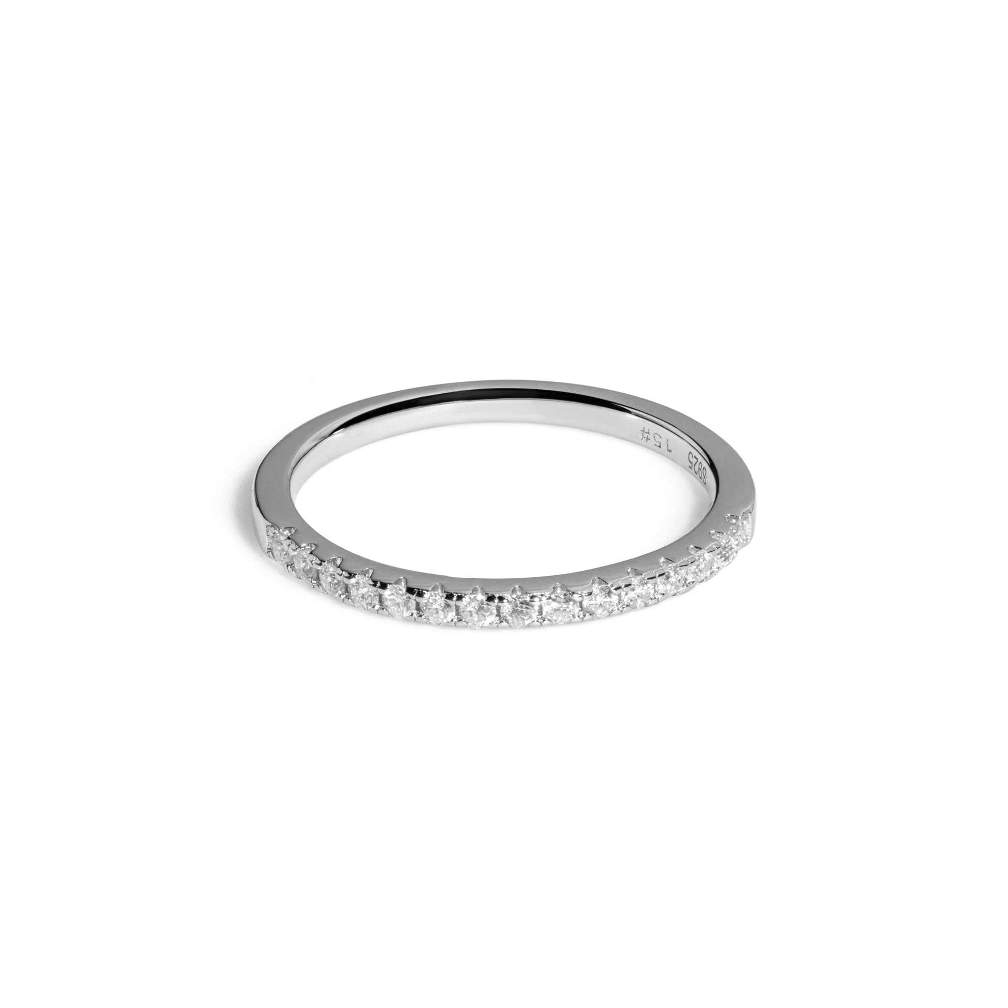 Aurora Half Eternity Ring in 925 Sterling Silver with Moissanite stones.