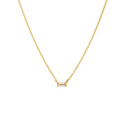 Baguette Sparkle Necklace in 925 Sterling Silver with clear CZ pendant on adjustable cable chain.