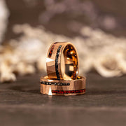 Dinosaur Bone & Meteorite Ring with Tungsten, 8MM Width, Limited Edition