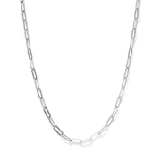 925 sterling silver paperclip chain necklace with rectangle links.