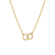 Interlocking Circle Necklace in 14k gold on recycled sterling silver with twisted and smooth rings.