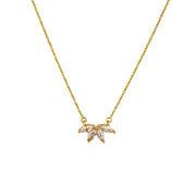 Marquise Flower Necklace with marquise diamond petals on 14k gold over brass.