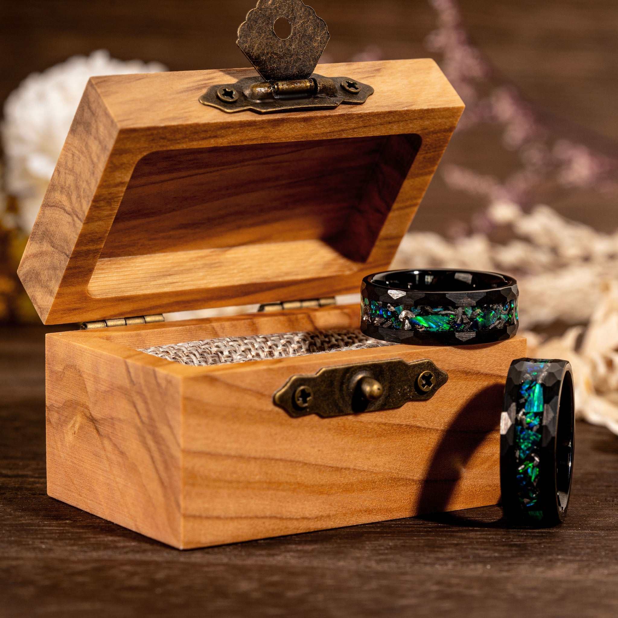 Meteorite & Green Opal Ring Rings Morf Jewelry 
