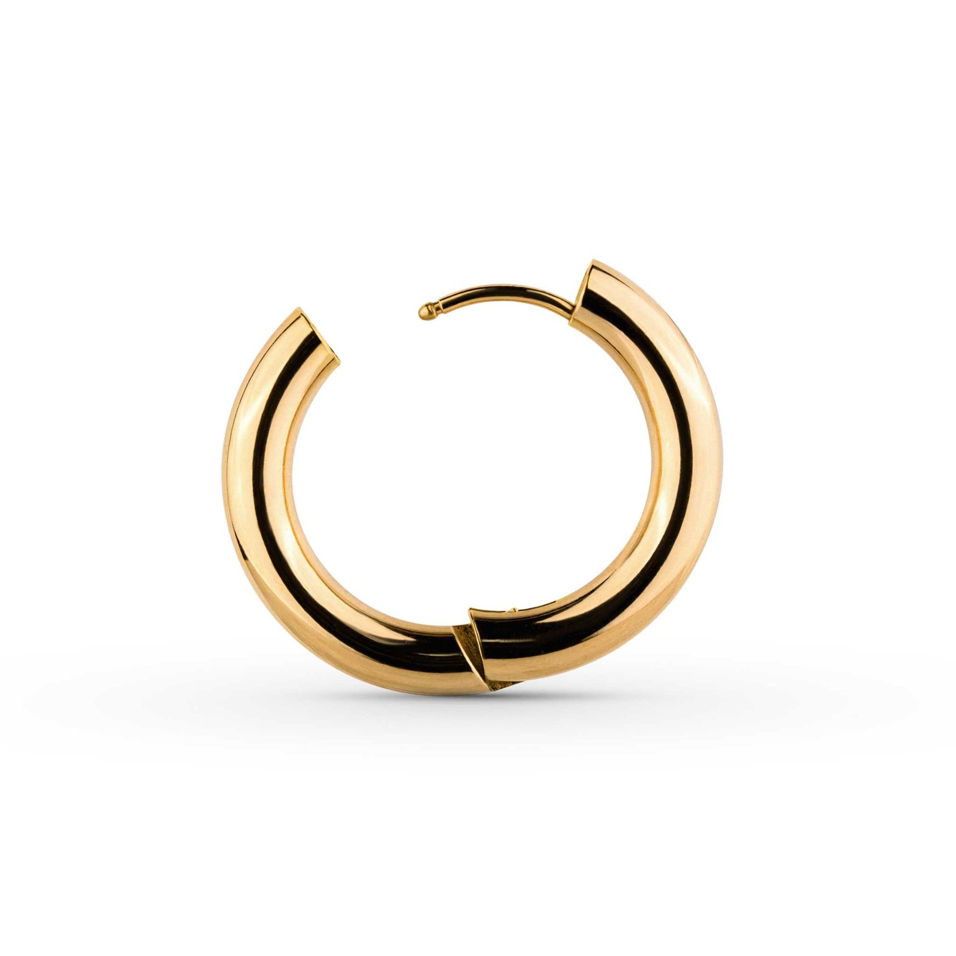 18k PVD gold-plated Mirage Bold Hoops, stainless steel, hypoallergenic, tarnish-free, waterproof, 24mm.