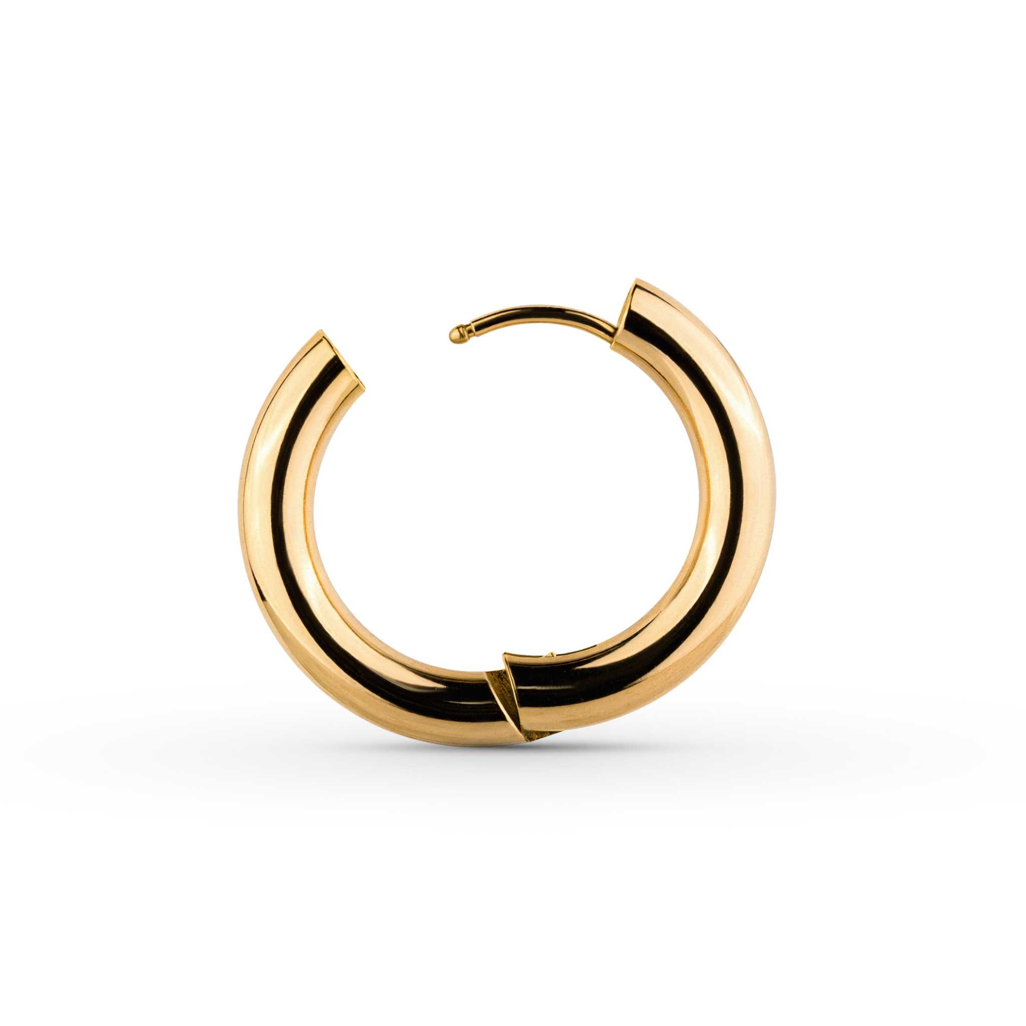 18k PVD gold-plated Mirage Bold Hoops, stainless steel, hypoallergenic, tarnish-free, waterproof, 24mm.