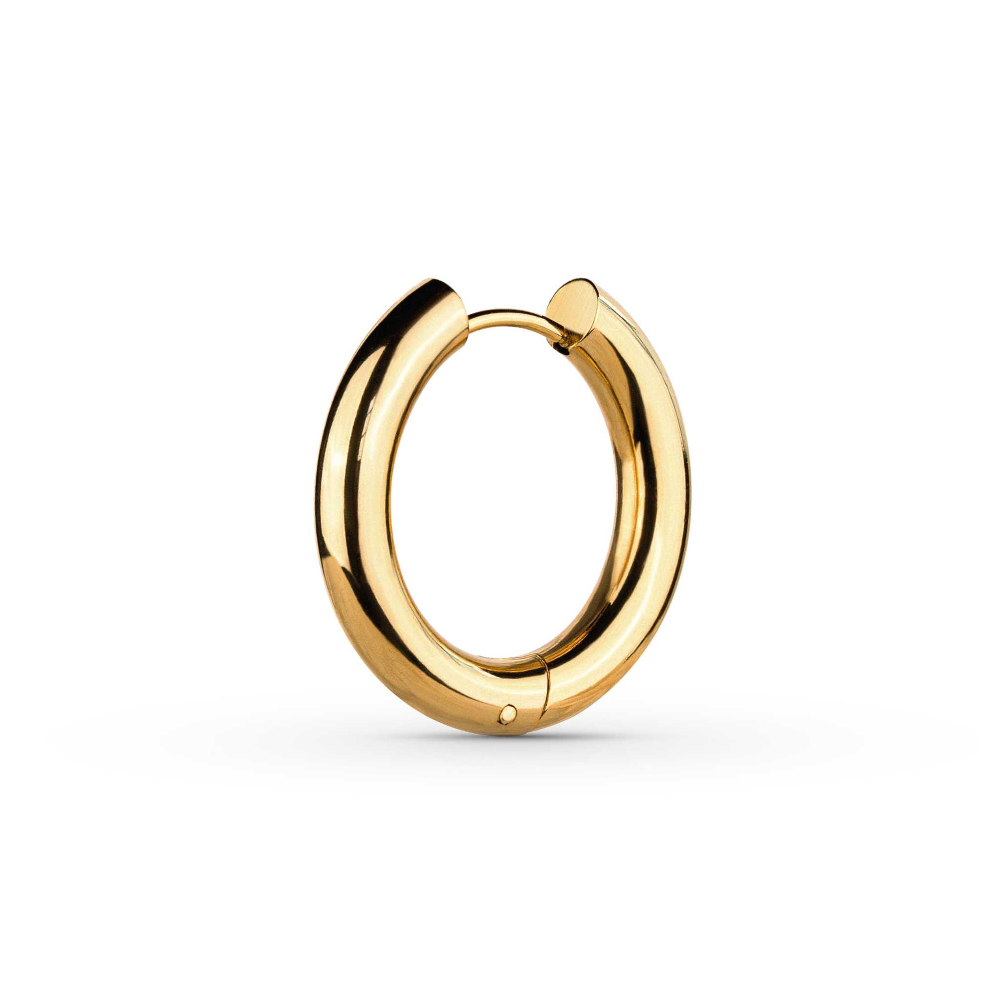 Gold-plated Mirage Bold Hoops earrings made of stainless steel, tarnish-free and hypoallergenic, 24mm size.