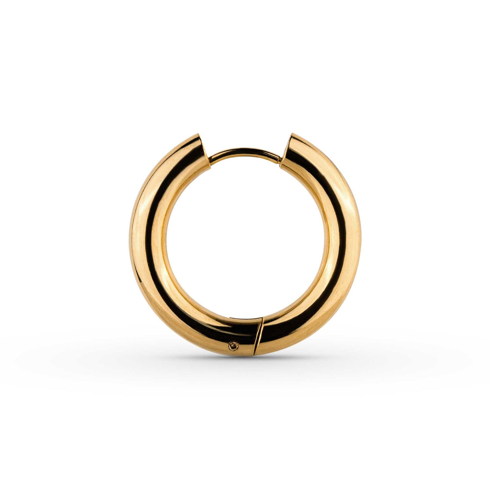 Gold-plated stainless steel Mirage Bold Hoops earrings, 24mm, hypoallergenic.